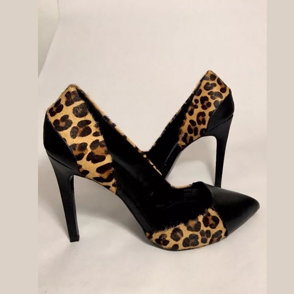 Zara Shoes - ZARA Trafaluc Black Leopard Leather Heels Size 9